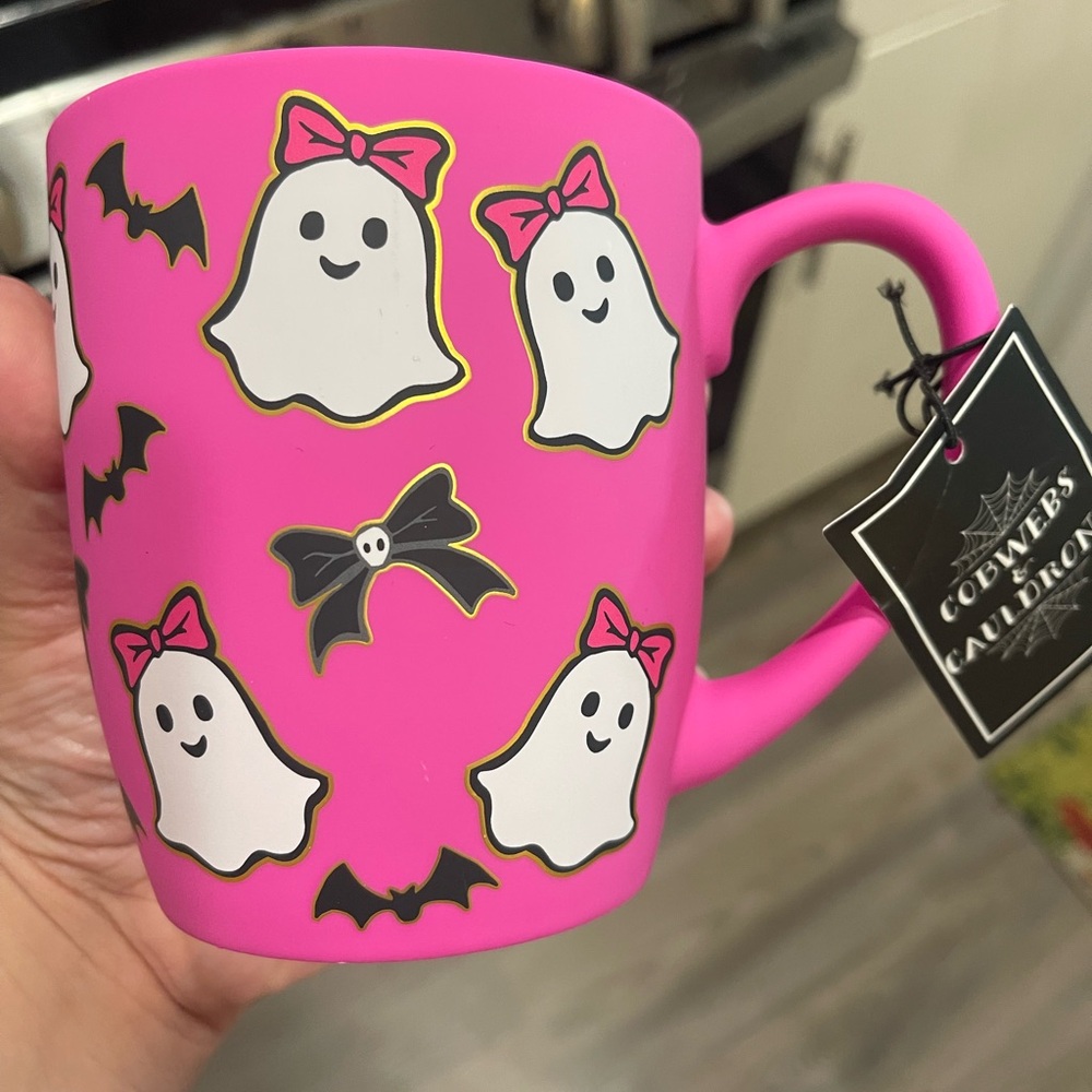 Pink Ghost and Bat Mug